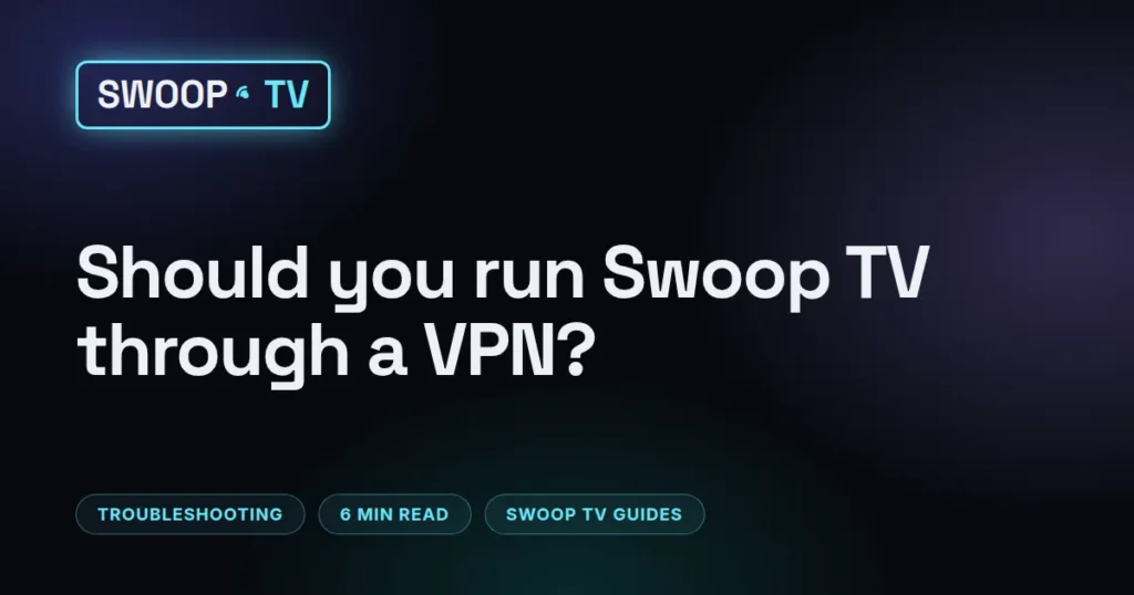 Swoop TV vpn – Swoop TV running through a VPN app with split tunneling on a Fire TV Stick