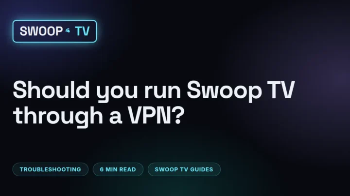Swoop TV vpn – Swoop TV running through a VPN app with split tunneling on a Fire TV Stick