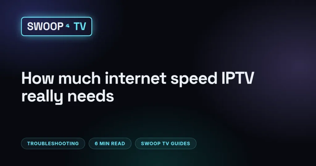 Internet speed for IPTV – Swoop TV speed chart comparing the Mbps needed per stream, from SD up to 4K, on one or more TVs