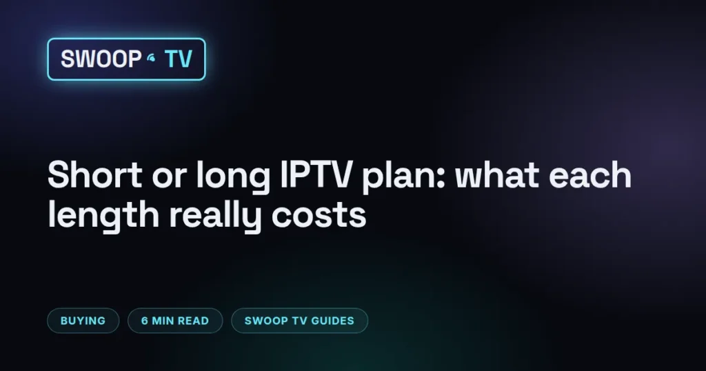 Swoop TV monthly vs yearly – Swoop TV plan length comparison showing 1, 3, 6 and 12 month prices and break-even points