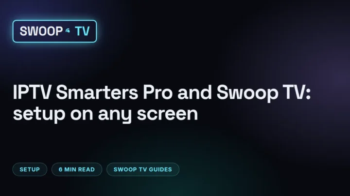 Swoop TV smarters – IPTV Smarters Pro login form on a Firestick, filled in with Swoop TV Xtream Codes details